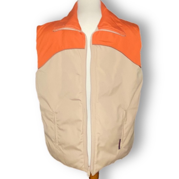 Vintage Windbreaker Outerwear Sportswear Mens Vest Size Med Orange Tan Retro - Picture 2 of 8